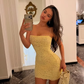Yellow Sheath Spaghetti Straps Lace Short Prom Dress Homecoming Dress SH8536