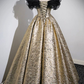 Glitter Gold Prom Dress Ball Gown Off the Shoulder Evening Dress SH1326