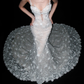 Glamorous Mermaid V Neck Floral Lace Tulle Long Wedding Dress SH5960