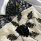 Vintage Tea Length A Line Black Beaded Apricot Chiffon Party Dress Prom Dress SH5467