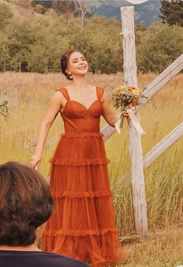 Burnt Orange Mismatched Charming Autumn Wedding Party Bridesmaid Dresses SH5578