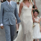 Romantic Shiny Mermaid V Neck Luxurious Beaded Ivory Chiffon Long Sweep Wedding Dress SH5465