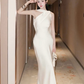 Elegant Sheath One Shoulder Pink Satin Long Prom Dress Party Dress SH4667