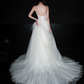 Pretty A Line Spaghetti Straps Pearl White Tulle Long Wedding Dress SH5962