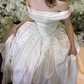 Pretty Ball Gown Off the Shoulder Exquisite Pearl Rhinestone Satin Wedding Dress SH5277