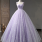Star and Moon Fantasy Tulle A-Line Long Evening Dress, Blue Formal Sweet 16 Prom Dress Quinceanera Dress SH1063