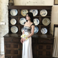 Vintage A Line Classic Lace Satin Long Prom Dress Date Dress SH5559