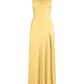 Spaghetti Strps Yellow Slit Long Prom Dress SH1033