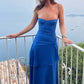 Charming Mermaid Spaghetti Straps Royal Blue Long Prom Dress with Ruffles SH7628