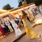 Simple Mermaid Halter Yellow Satin Open Back Bridesmaid Dress Evening Dress SH2796