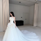 2026 New Ball Gown Strapless 3D Floral Tulle Satin Long Wedding Dress SH7711