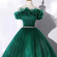 Green Tulle Off The Shoulder Folds Long A-Line Prom Dress SH843