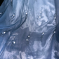 Blue GLamorous Ball Gown Straps Floral Beaded Organza Prom Dress SH5484