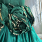 Vintage Emerald Mermaid Straps Pearl Beaded Satin Prom Dress Sweet 16 Dress SH5781