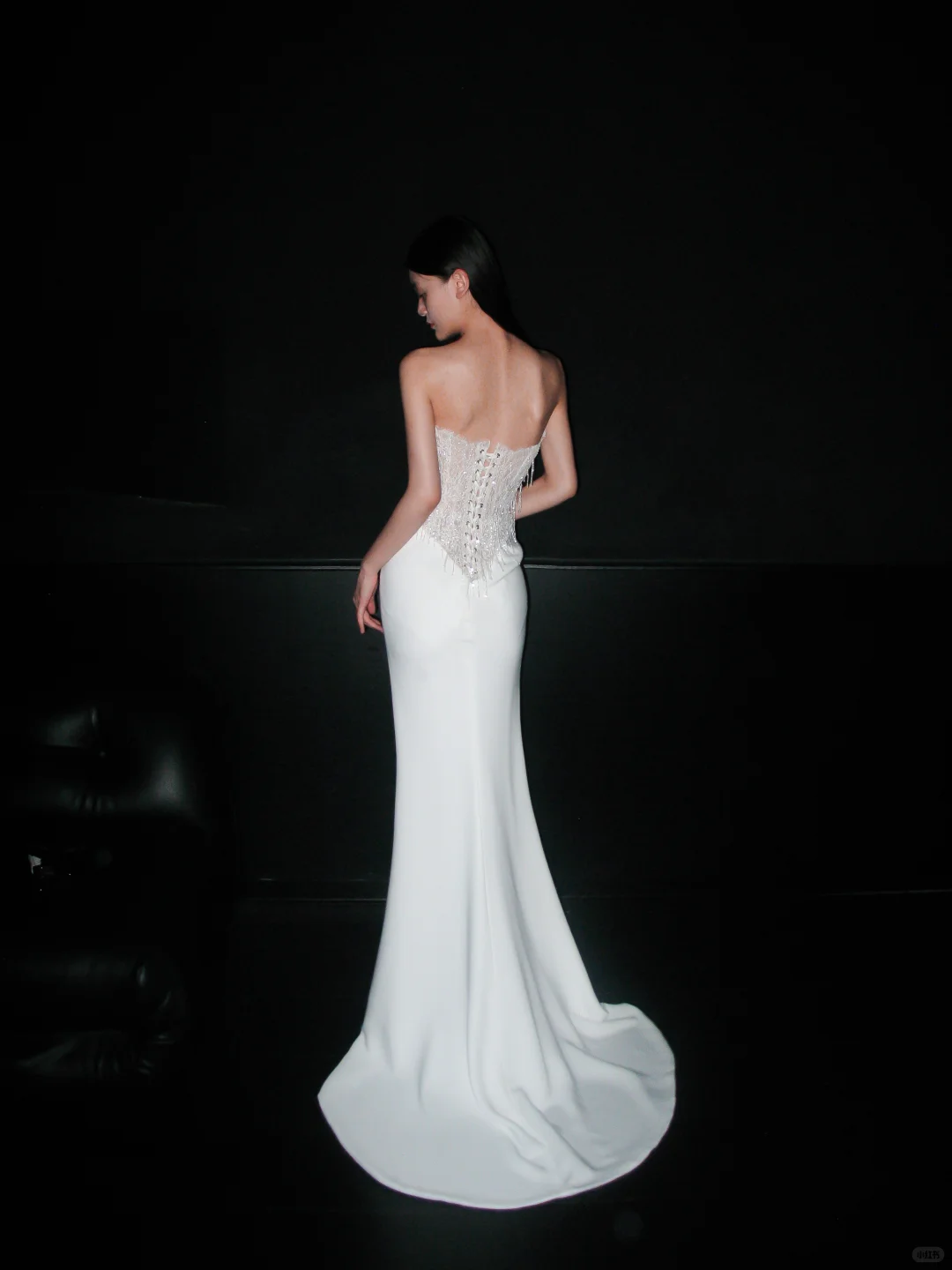 Shiny Mermaid Sweetheart Neck Beaded White Lace Satin Long Wedding Dress SH5871
