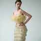 Yellow Sheath Strapless Layered Tulle Sequin Party Dress Prom Dress Formal Gown SH4309