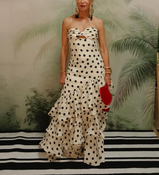 Strapless Polka Dots Dress Fashion Prom Evening Dresses For Women SH2499