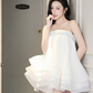 Cute Ivory A Line Strapless Layered Organza Cocktail Dress Homecoming Dress SH6163