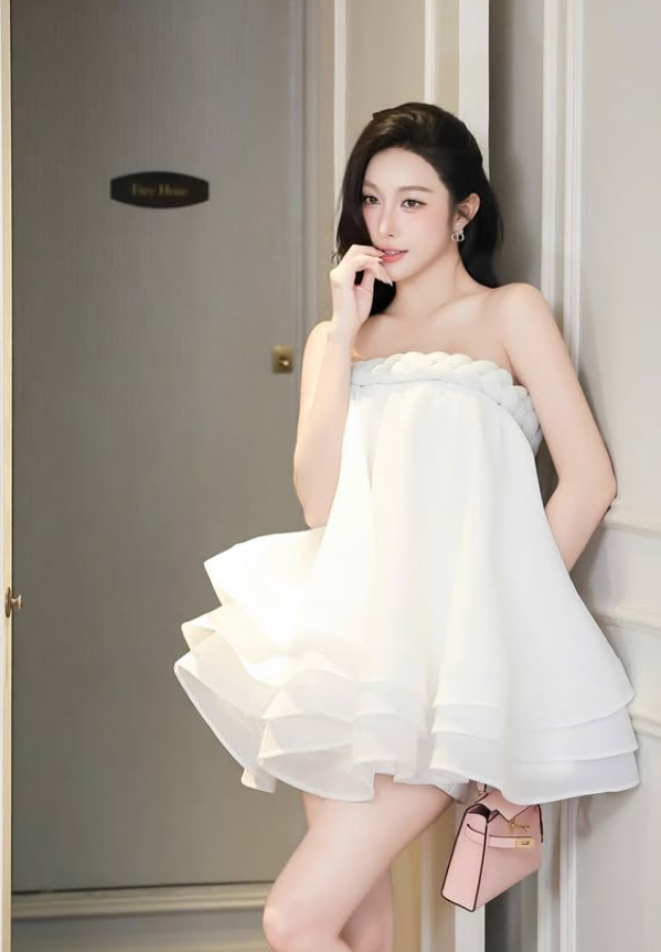 Cute Ivory A Line Strapless Layered Organza Cocktail Dress Homecoming Dress SH6163