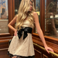 Vintage Light Champagne Strapless Short Homecoming Dress Mini Party Dress SH1432