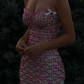 Hot Pink Sheath Spaghetti Straps Exquisite Rhinestone Tulle Long Prom Dress Evening Dress SH4626