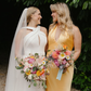 Simple Mermaid Halter Yellow Satin Open Back Bridesmaid Dress Evening Dress SH2796