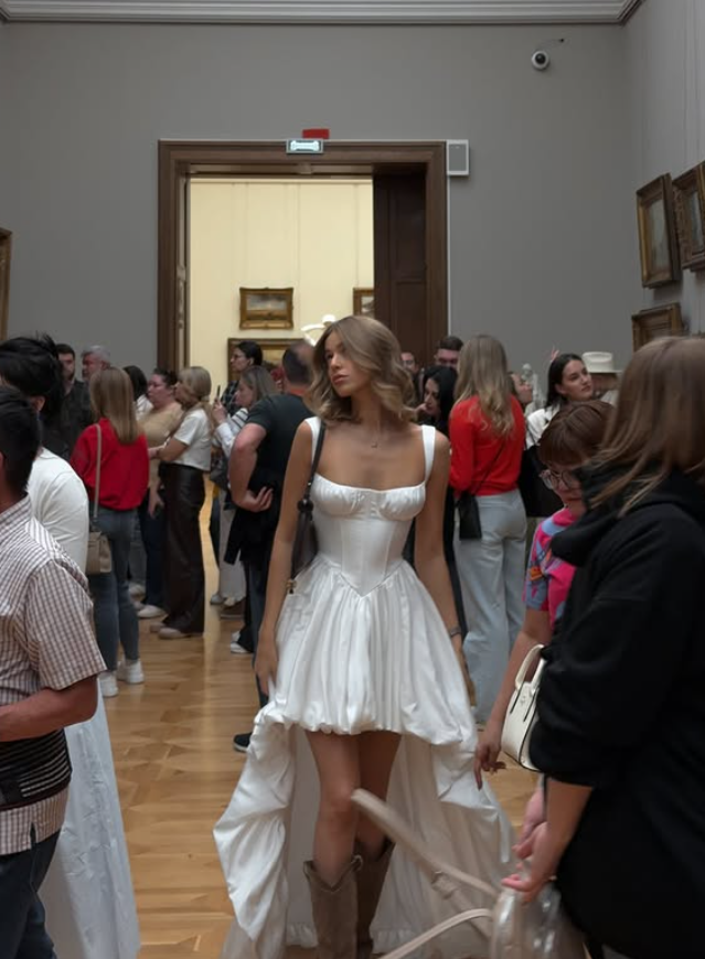 Stunning A Line Strap White Satin Long Sweep Prom Dress SH4618