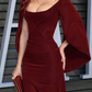 Beautiful Mermaid Buegundy Velvet Long Prom Dress  SH1363