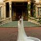 Romantic Sheath Long Sleeve White Lace Wedding Dress with Slit SH6988