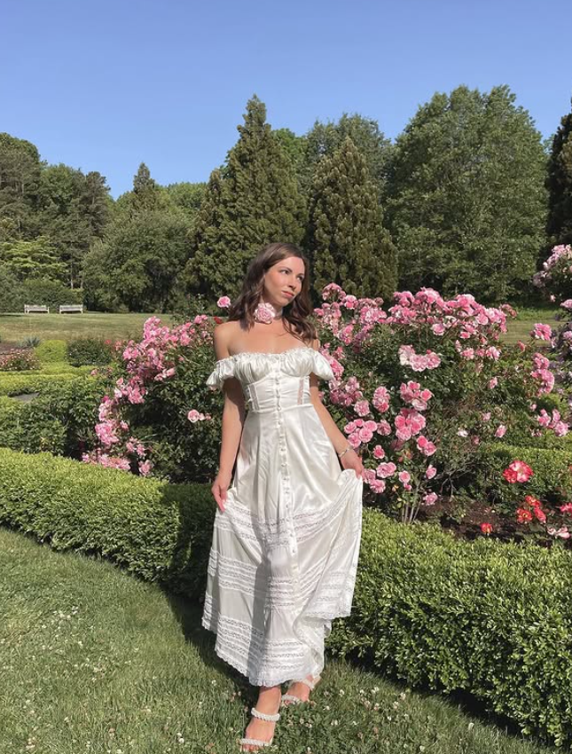 Simple A Line Off the Shoulder White Lace Satin Prom Dress Evening Dress SH4876