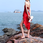 Burgundy A Line Spaghetti Strap Satin Open Back Short Homecoming Dress Vacation Dress Outfits SH3995