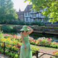 Charming Green A Line Spaghetti Strap Ruffle Chiffon Long Prom Dress Party Dress SH4032