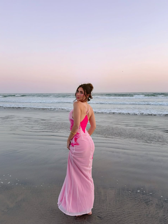 Pink Lily Sheath Straps Chiffon Long Prom Dress Vacation Dress SH6258