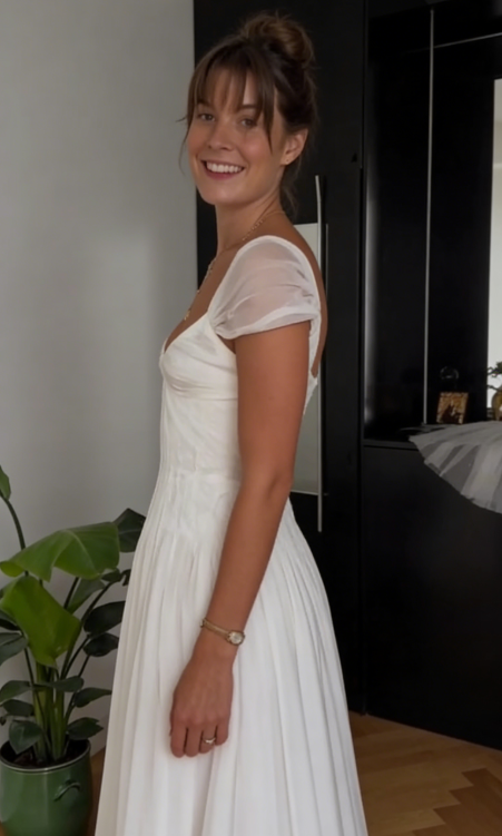 Beautiful White Chiffon A Line Prom Dress Wedding Dress SH1227