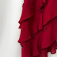 Vintage Burgundy Floral Beaded Ruffles Chiffon Prom Dress Evening Party Gowns SH3536