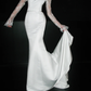 Graceful Mermaid Long Sleeve White Lace Satin Long Wedding Dress SH5869