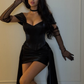 Sexy Black Sheath Off the Shoulder Satin Short Prom Dress Homecoming Dress SH6403