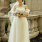 Ethereal Ball Gown Off the Shoulder White Organza Long Wedding Dress SH7143