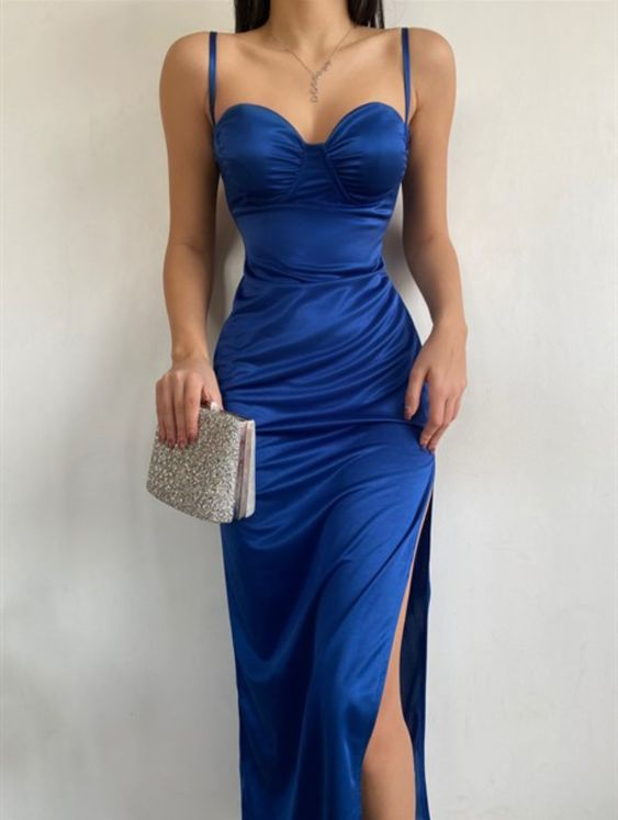 Sexy Sheath Spaghetti Straps Prom Dress Slit Party Dress SH1116