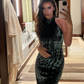 Charming Sheath Halter Green Velvet Open Back Prom Dress Evening Dress SH2217