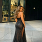Sexy Black Lace Sequin Slit Long Prom Dress Mermaid Evening Dress SH1451