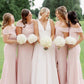 Elegant Mermaid Off the Shoulder Light Pink Satin Bridesmaid Dress SH6572