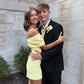 Simple Yellow Sheath Off the Shoulder Satin Short Homecoming Dress Outfits SH6250