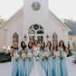 One Shoulder Light Blue Mermaid Bridesmaid Dress SH6552