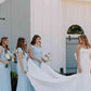 One Shoulder Light Blue Mermaid Bridesmaid Dress SH6552