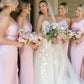 One Shoulder Pink Cut-out Bridesmaid Dress with Slit SH6559