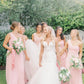 One Shoulder Pink Ruched Chiffon Long Bridesmaid Dress SH6560