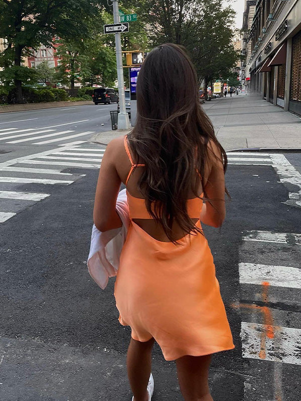 Orange A-line Spaghetti Straps Short Cocktail Dress Homecoming Dress SH5922