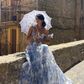 Elegant Floral Print Chiffon Long Prom Dresses Evening Dresses SH675