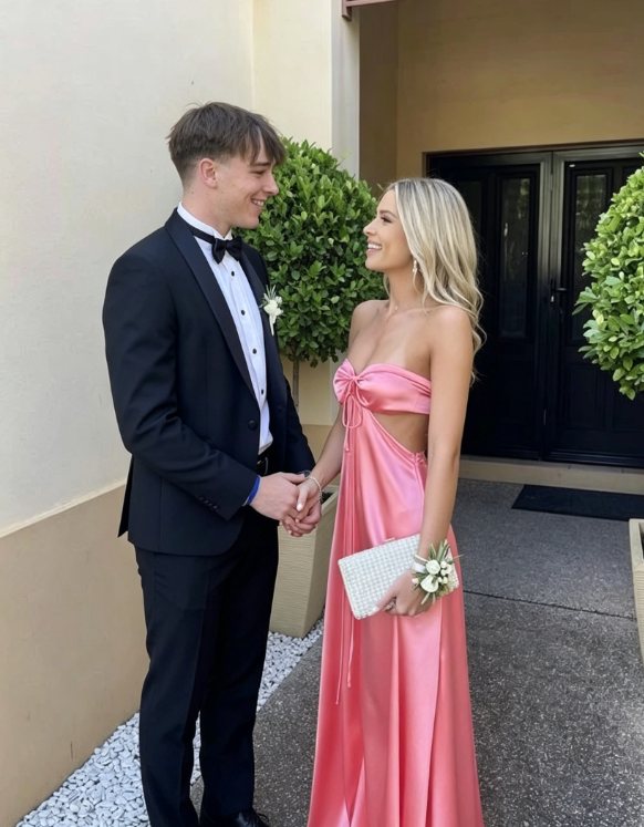 Charming Pink Sweetheart Backless Long Prom Dress SH747